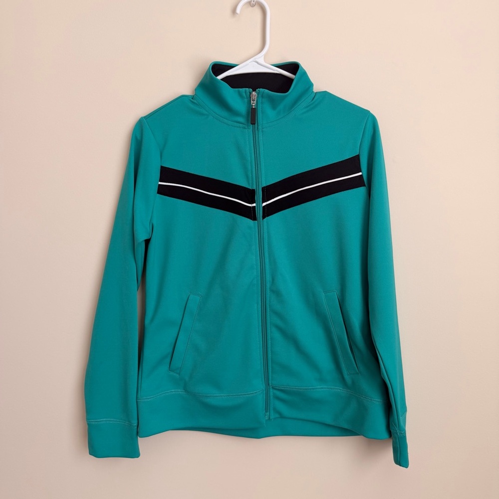 Kim Rogers Teal Bomber Jacket with Black Accents